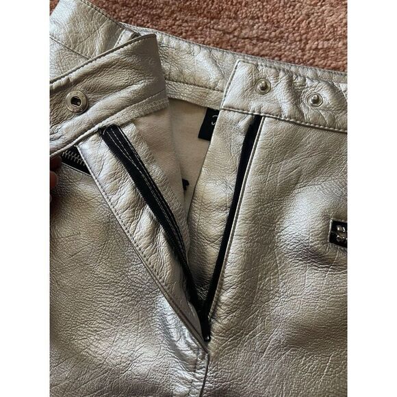 Jolie & Joy  SILVER METALLIC  FAUX LEATHER MINI SKIRT Size M - Picture 3 of 8